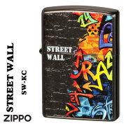 大特価！値下げしました！  zippo(ジッポーライター)ストリート ウォール 黒ニッケルバレル インクジェット印刷 エッチング SW-KC  送料無料 【ネコポス可】