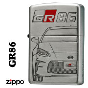 zippo(ジッポーライター)TOYOTA 　GR86 トヨタ自動車公式認定 銀サテン古美両面エッチング+一部色入れ　TOYO-GR86 オイルライター メンズ カッコイイ おしゃれ ギフト プレゼント 【ネコポス可】