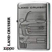 zippo(ジッポーライター)TOYOTA 　ランドクルーザー トヨタ自動車公式認定 銀サテン古美両面エッチング　TOYO-LC オイルライター メンズ カッコイイ プレゼント 【ネコポス可】
