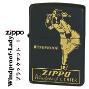 zippo(ジッポーライター)人気の「WINDY」デザイン　WINDPROOF LADY ウィンドプルーフ・レディ ブラックマット＆イエローゴールド　BKM-1 かわいい　キャラクター キュート　レトロモチーフ　メンズ　レディース　女性　ギフト　プレゼント【ネコポス可】