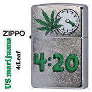 zippo(ジッポーライター) マリファナ　4：Leaf　2024　USモデル ストリートクローム Z207-112477　メンズ レディース おしゃれ ファッション　大麻　ギフト プレゼント  【ネコポス可】