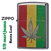 zippo(ジッポーライター) マリファナ　Rasta Leaf  ラスタリーフ  2024年　USモデル ストリートクローム Z207-112482　メンズ レディース おしゃれ ファッション　大麻　ギフト プレゼント 【ネコポス可】