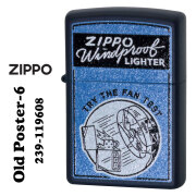zippo(ジッポーライター) Old Poster-6 プリント加工 ネイビーマット Z239-119608画像