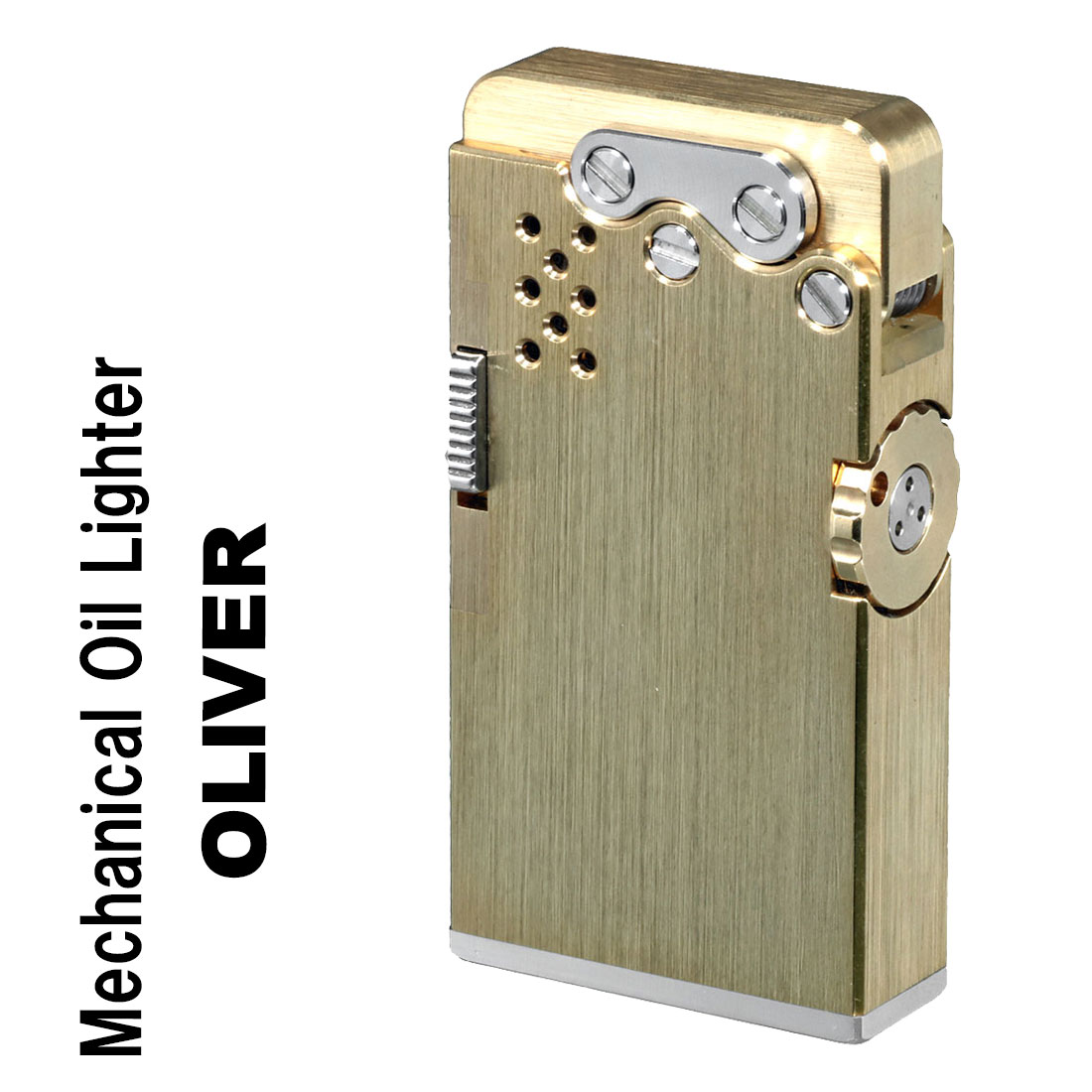 オリバー　メカニカル　オイルライター　OLIVER　High Class Oil Lighter 真鍮削り出し　ワンプッシュで自動着火　OLV-MOL画像