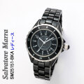 腕時計 レディース Salvatore Marra セラミック 3気圧防水 セラミックベルト アラビアインデックス SM25151-BKA画像
