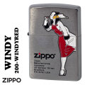 ZIPPO/ZIPPOキャラクター人気の「WINDY」デザイン　#200ブラッシュクロ－ム　エッチング4色入れ　レッド　RED画像