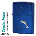 ZIPPO/ ドルフィン メタル貼り バブル ブルーイオンコーティング エッチング 2BLM-BDOLPHIN画像