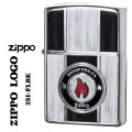 ZIPPO/両面加工 ZIPPO LOGO ジッポーロゴ 銀メッキいぶし　エッチング　木目調プリント　ブラック  2SI-FLBK画像