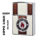 ZIPPO/両面加工 ZIPPO LOGO ジッポーロゴ 銀メッキいぶし　エッチング　木目調プリント　ブラウン 2SI-FLBW画像