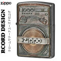 ZIPPO/ユーズドフィニッシュレコードデザイン　USED FINISH RECORD DESIGN クロームサテーナ　ユーズド仕上げ　メタルプレート貼り画像