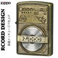 ZIPPO/ユーズドフィニッシュレコードデザイン　USED FINISH RECORD DESIGN  真鍮メッキ　ユーズド仕上げ　メタルプレート貼り画像