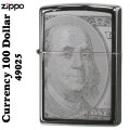 ZIPPO/100ドル札 （両面）レザー彫刻　＃49025　ブラックアイス画像