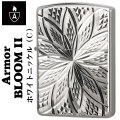 zippo アーマー両面ダイヤカットBLOOM ホワイトニッケル画像