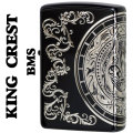 zippo(ジッポーライター)キングクレスト 王の紋章 マットブラック/シルバー 三面連続エッチング画像