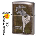 ZIPPO/人気の「WINDY」デザイン ビンテージウィンディ クロームユーズド加工 エッチング オイルライター zV-WINDY画像