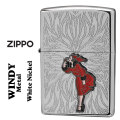 ZIPPO/大人気「WINDY」メタル貼り　ホワイトニッケル エッチング　WINDY-Metal-WN画像