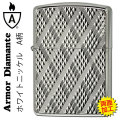 zippo(ジッポーライター) アーマー Diamante ダイヤカット 両面加工 ホワイトニッケル A柄画像