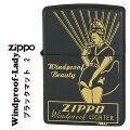 ZIPPO/人気の「WINDY」デザイン　WINDPROOF LADY ウィンドプルーフ・レディ ブラックマット＆イエローゴールド　BKM-2画像