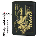 ZIPPO/人気の「WINDY」デザイン　WINDPROOF LADY ウィンドプルーフ・レディ ブラックマット＆イエローゴールド　BKM-3画像