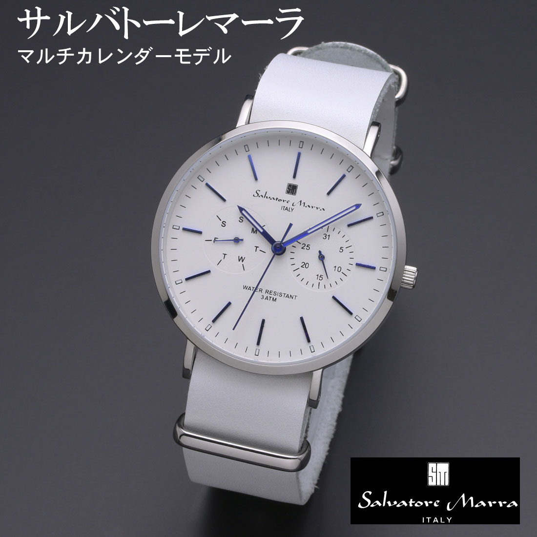 腕時計 メンズ レディース Salvatore Marra サルバトーレマーラ SM15117-SSWHBL画像