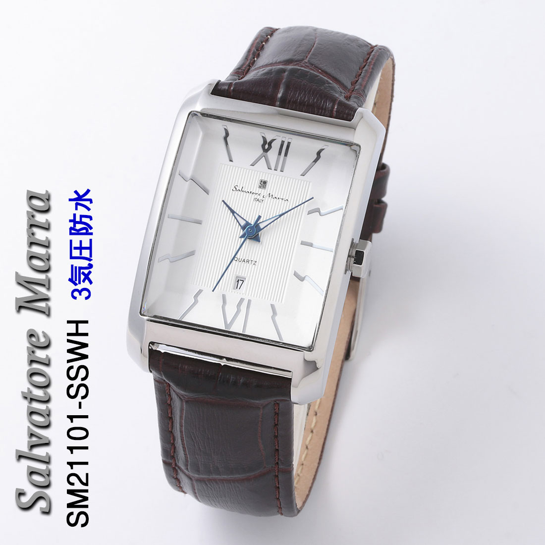 腕時計 メンズ Salvatore Marra サルバトーレマーラ レクタンギュラー(スクエア)ケース SM21101-SSWH画像