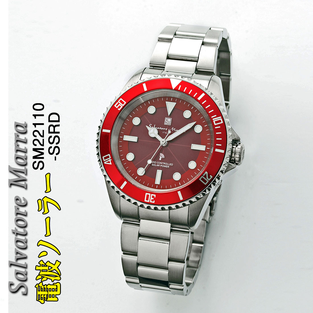 サルバトーレマーラ　電波ソーラー腕時計　メンズ　ステンレススチールベルト 　SM22110-SSRD画像