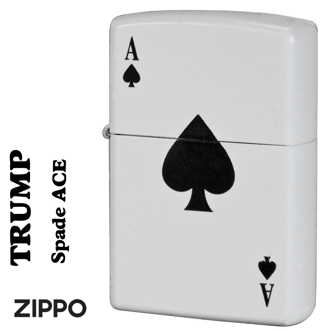 ZIPPO/トランプデザイン スペードの エースとキング　SPADE 白　ホワイト　全面塗装仕上げ　200-SPADEA画像