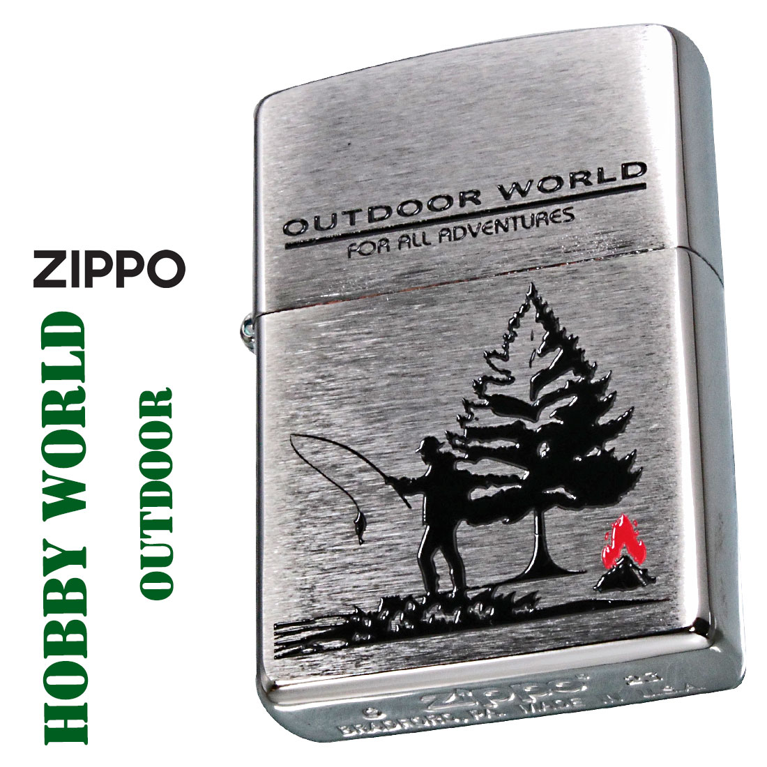 ZIPPO/ホビーワールド アウトドア HOBBY WORLD OUTDOOR  フィッシング ブラッシュクローム 直下腐食 200DC-OW画像