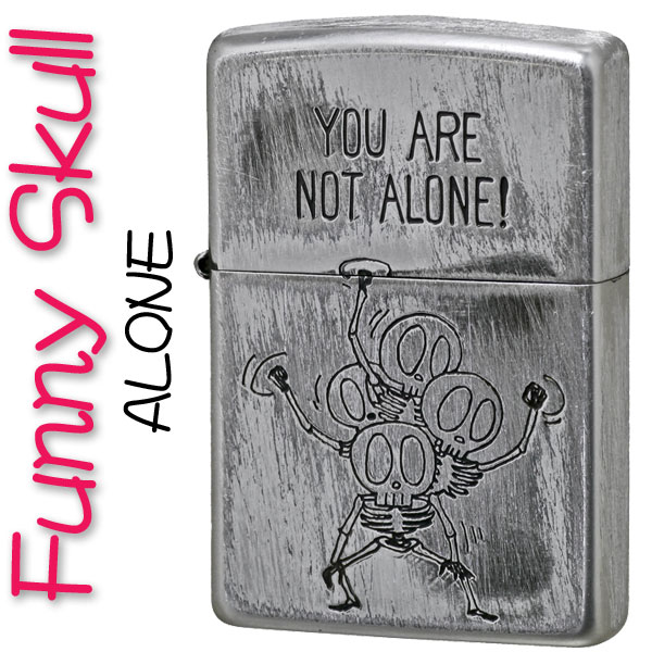 zippo ジッポーライター ファニースカル(ドクロ 髑髏) ALONE ユーズド加工【ネコポス可】