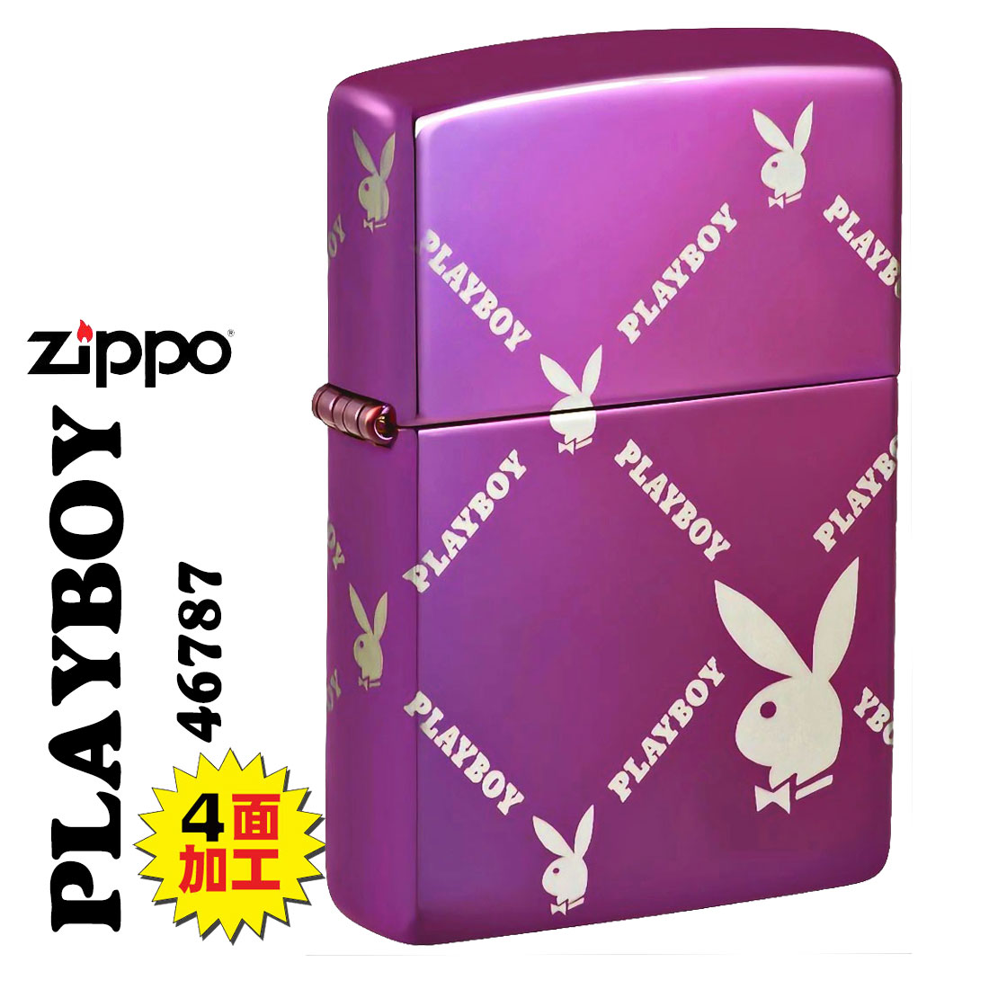 ZIPPO/ PLAYBOY 正規ライセンス アーガイルデザイン ハイポリッシュパープル US 2025秋冬モデル z46787画像