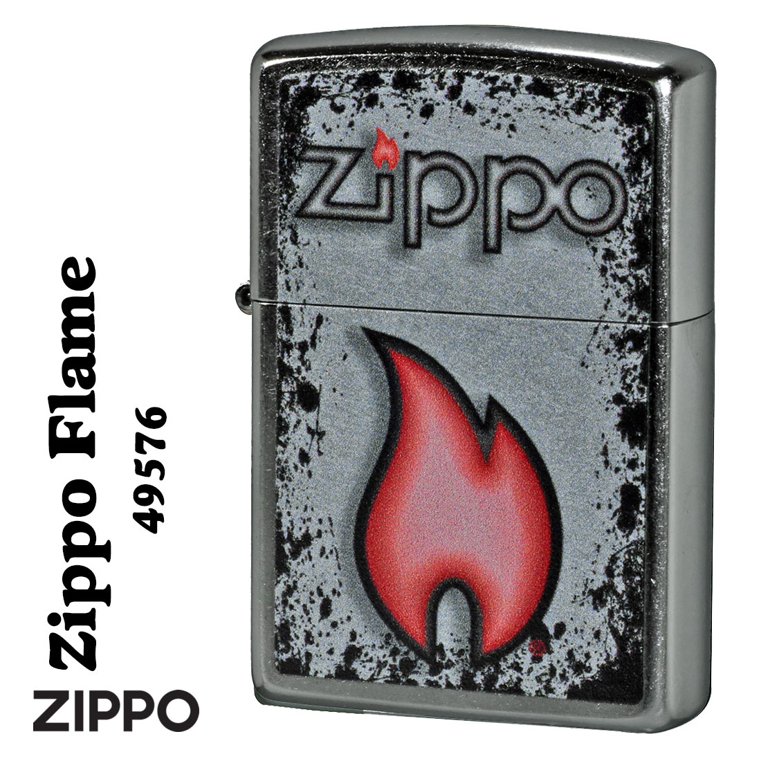 ZIPPO/Flame Design　フレイムデザイン　ZIPPOロゴ　ストリートクローム　2023モデル #49576画像