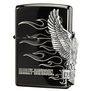【ZIPPO】ハーレーダビットソンジッポー/サイドメタル ブラックxシルバー