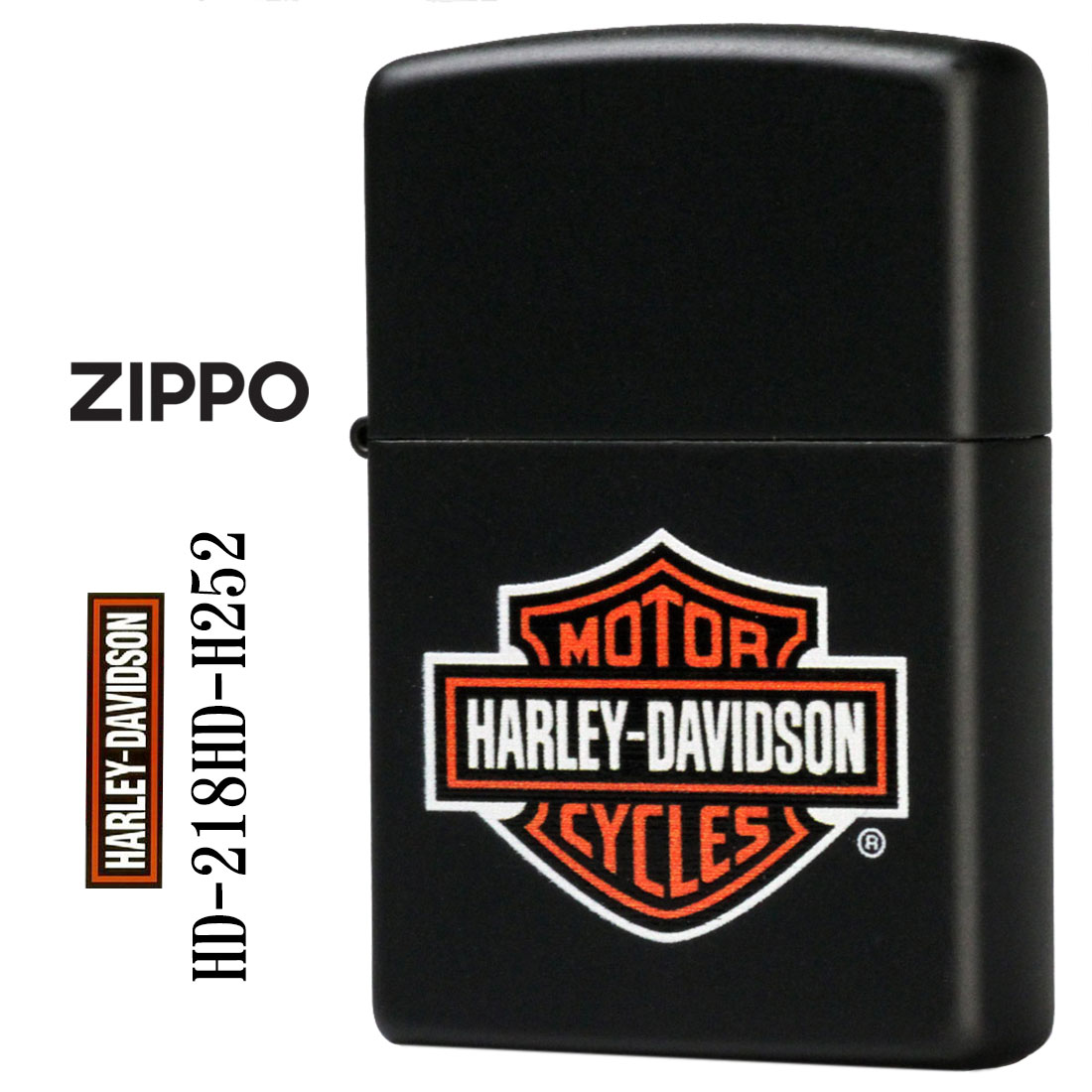 ZIPPO/ハーレーダビッドソン Harley-Davidson HARLEY ロゴ プリント ブラックマット HD-218HD-H252画像