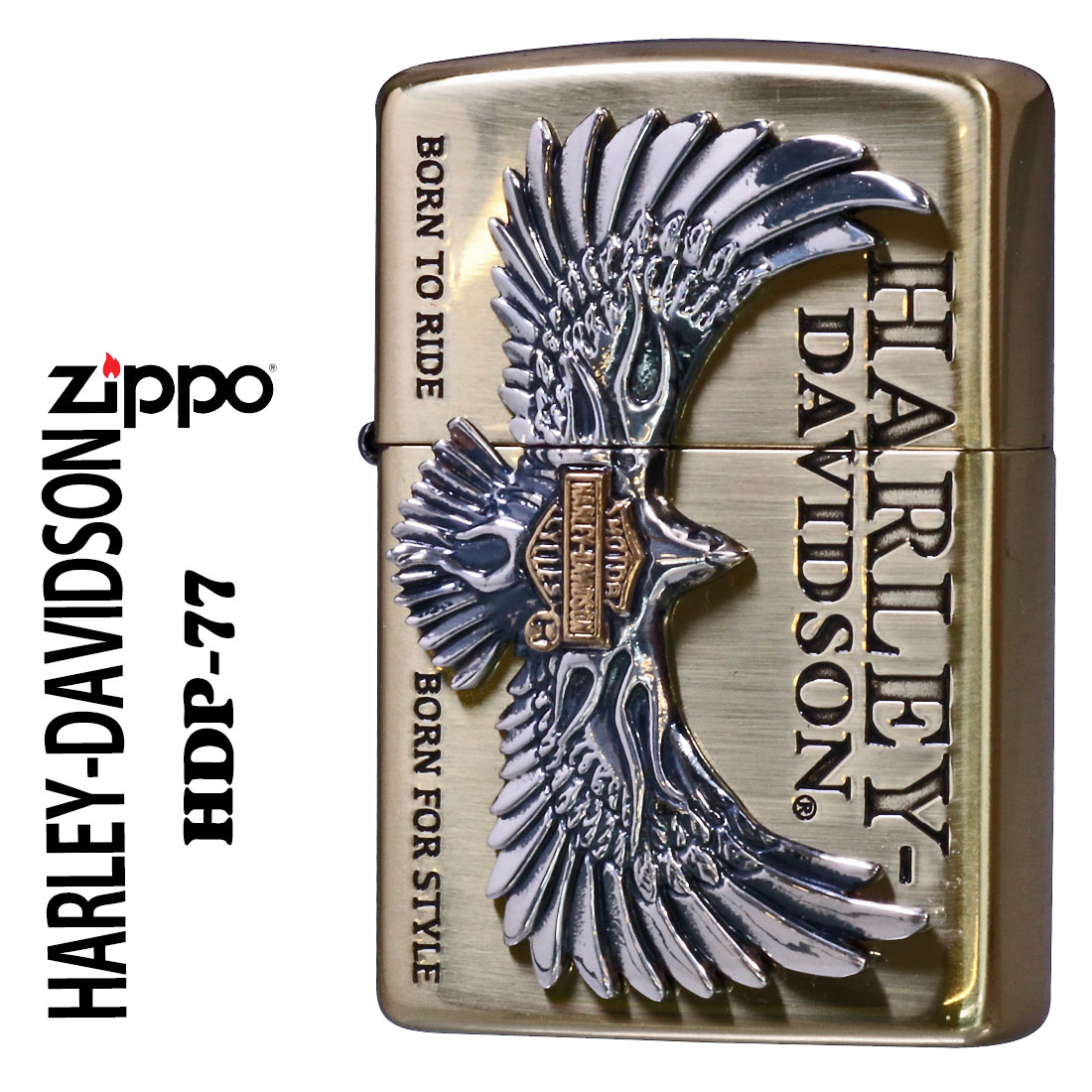    zippo (ジッポー) ハーレーダビッドソン　BSイブシ　銀イブシ＋ゴールドコンビメタル貼り　2022モデル HDP-77  メンズ カッコイイ　ギフト プレゼント　送料無料 【ネコポス可】