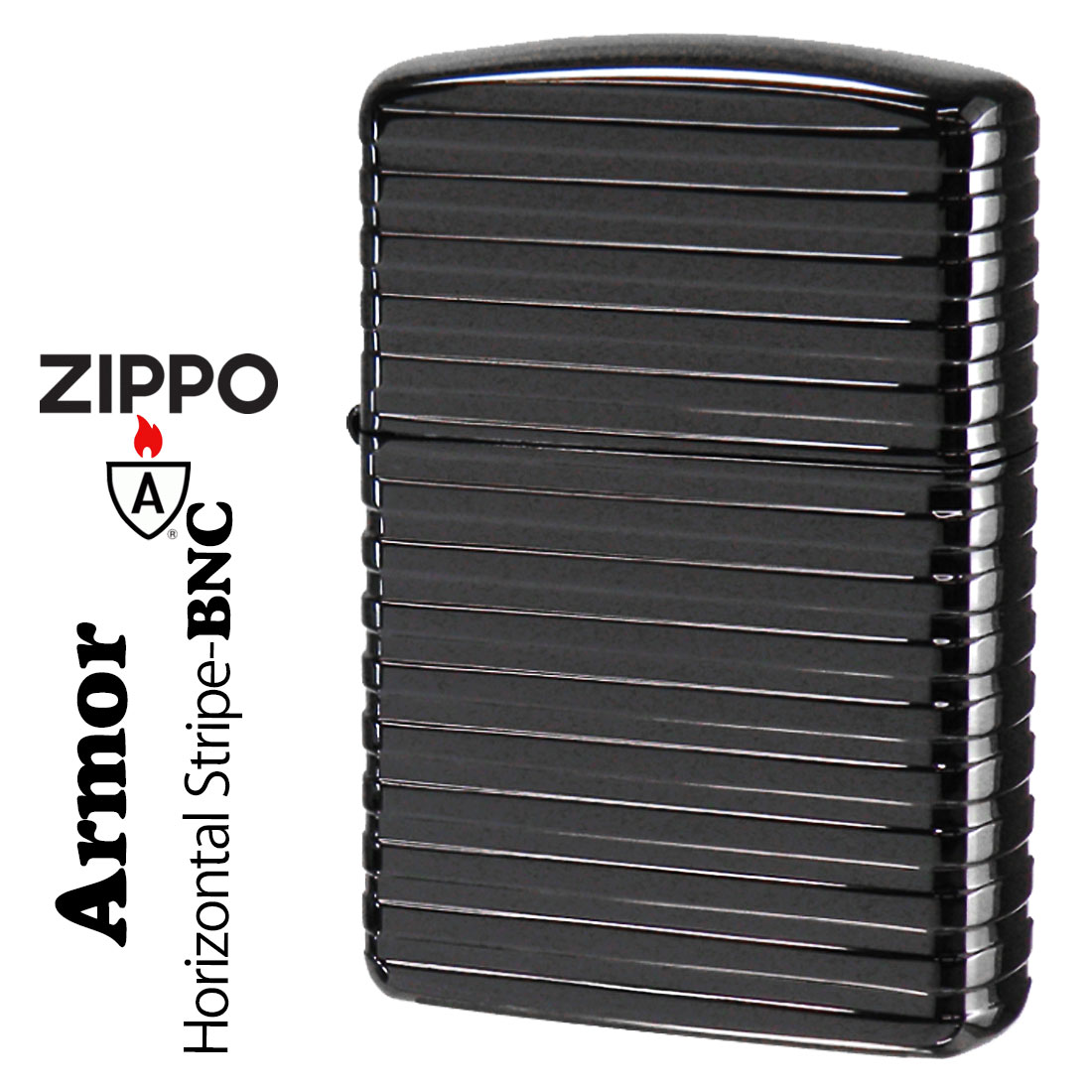 ZIPPO/ARMOR アーマー　ホリゾンタルストライプ ブラックニッケル BNC　Horizontal Stripe HS-BNC画像