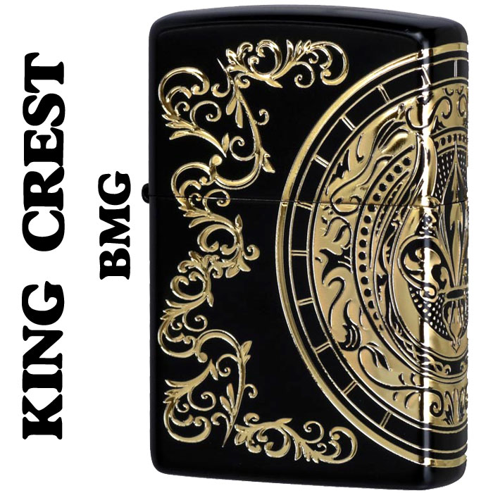 zippo(ジッポーライター)キングクレスト 王の紋章 マットブラック/ゴールド 三面連続エッチング画像