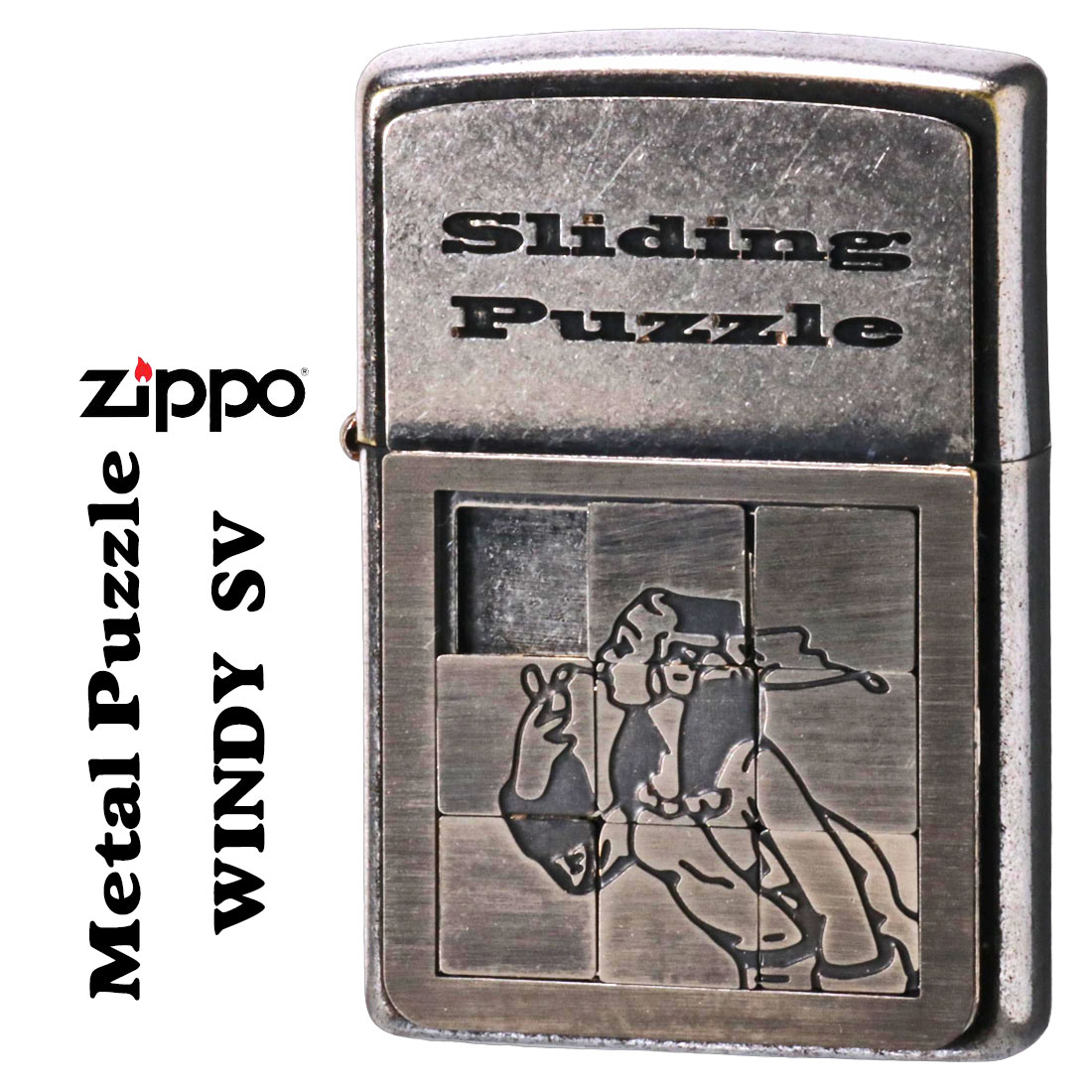 ZIPPO/ウィンディ　メタルパズルガール オイルライター プレート貼り クロームバレル MPG-SV画像