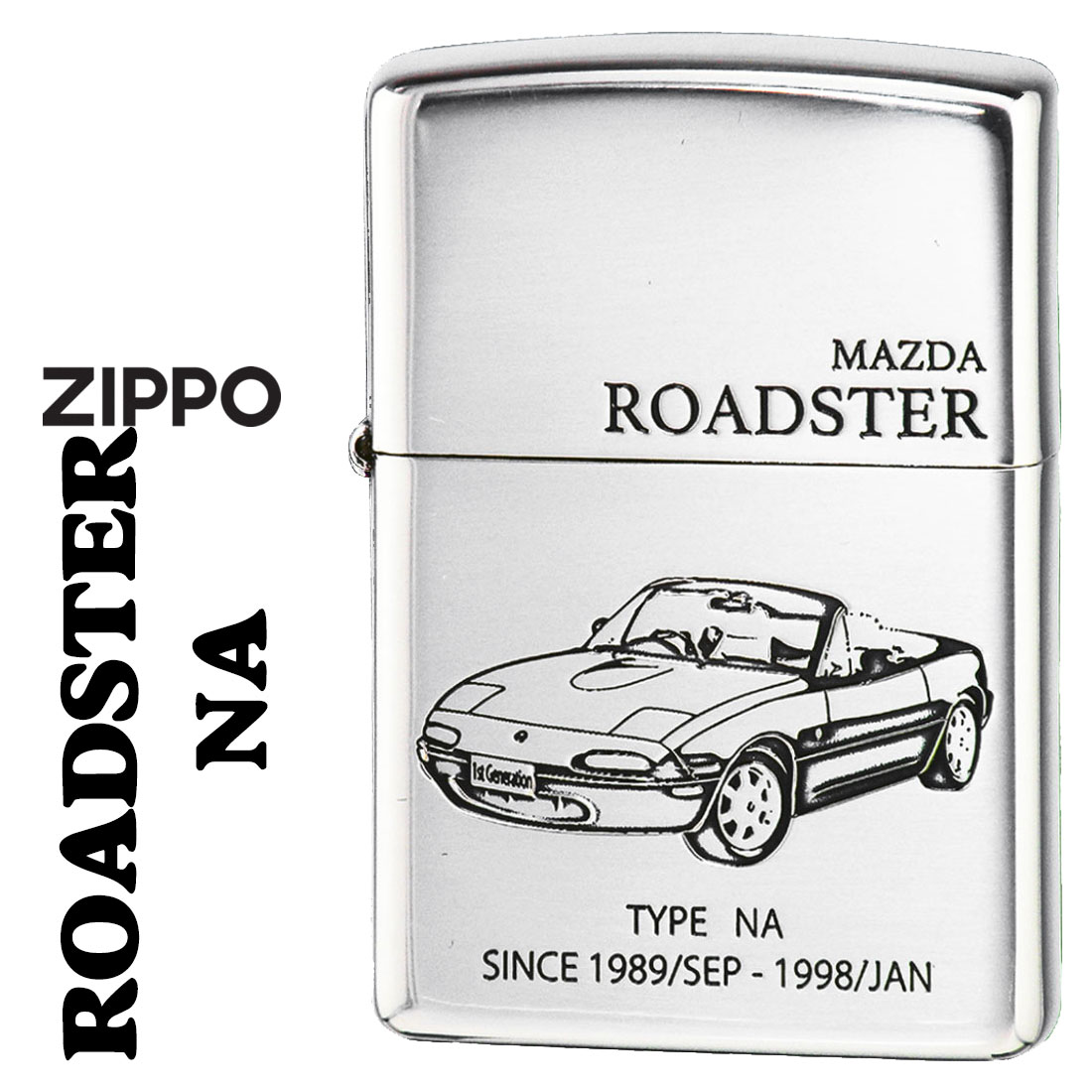 ZIPPO/MAZDAシリーズマツダROADSTERNAロードスター銀イブシエッチングMAZDA公認ROADSTER-NA画像