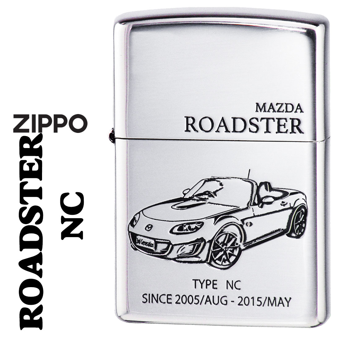 ZIPPO/MAZDAシリーズマツダROADSTERNCロードスター銀イブシエッチングMAZDA公認ROADSTER-NC画像