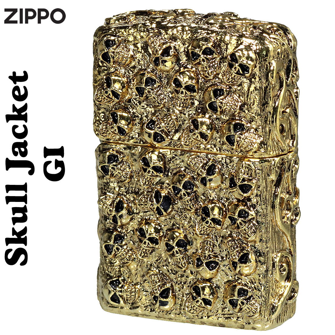 ZIPPO/スカルジャケットGI 金イブシ画像