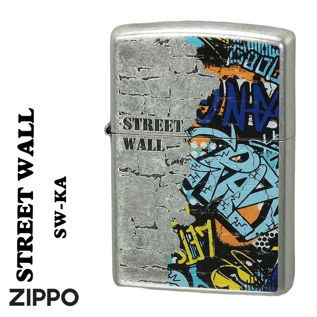 zippo(ジッポーライター)ストリート　ウォール　オイルライター　銀バレル　インクジェット印刷　エッチング　SW-KA画像