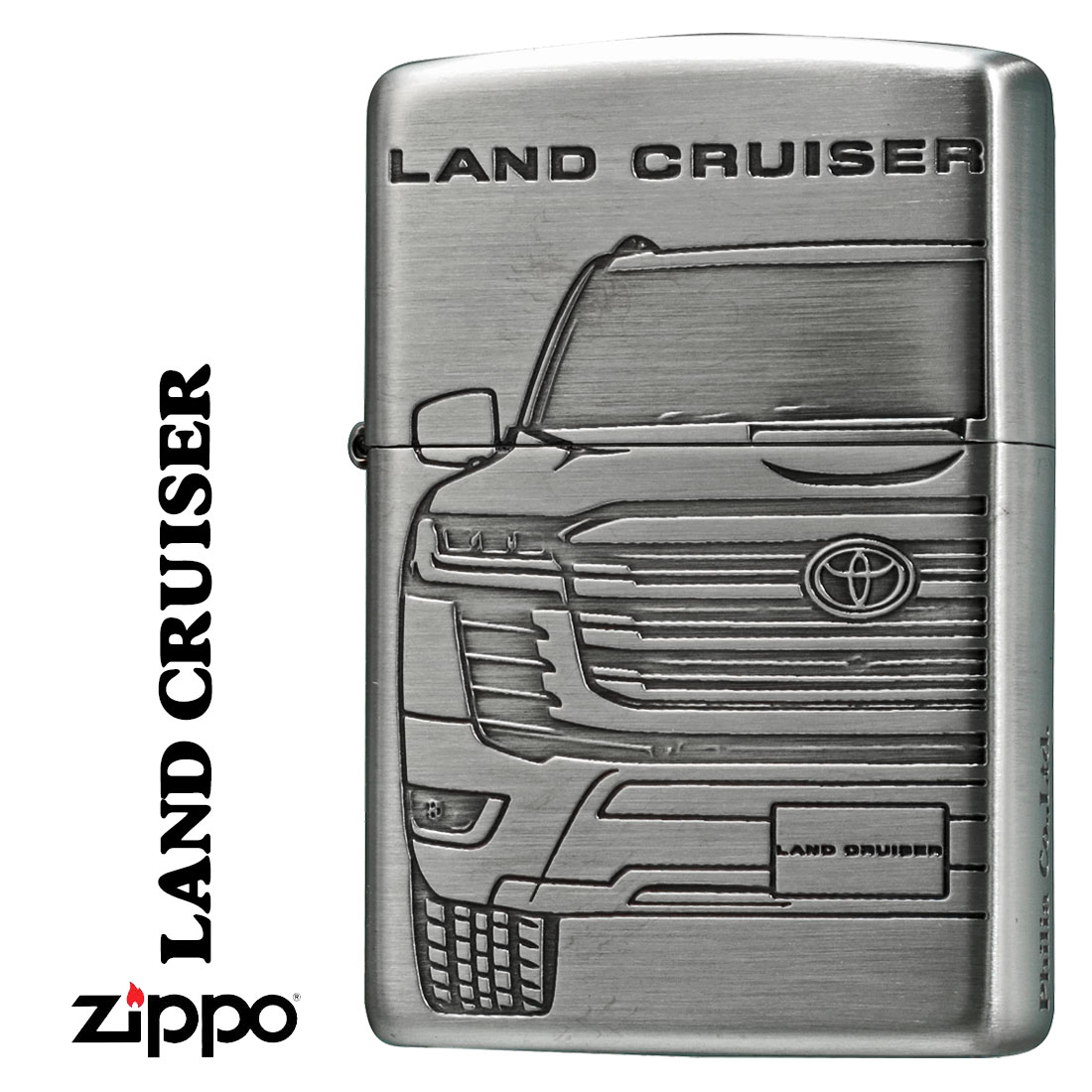 zippo(ジッポーライター)TOYOTA 　ランドクルーザー トヨタ自動車公式認定 銀サテン古美両面エッチング　TOYO-LC画像