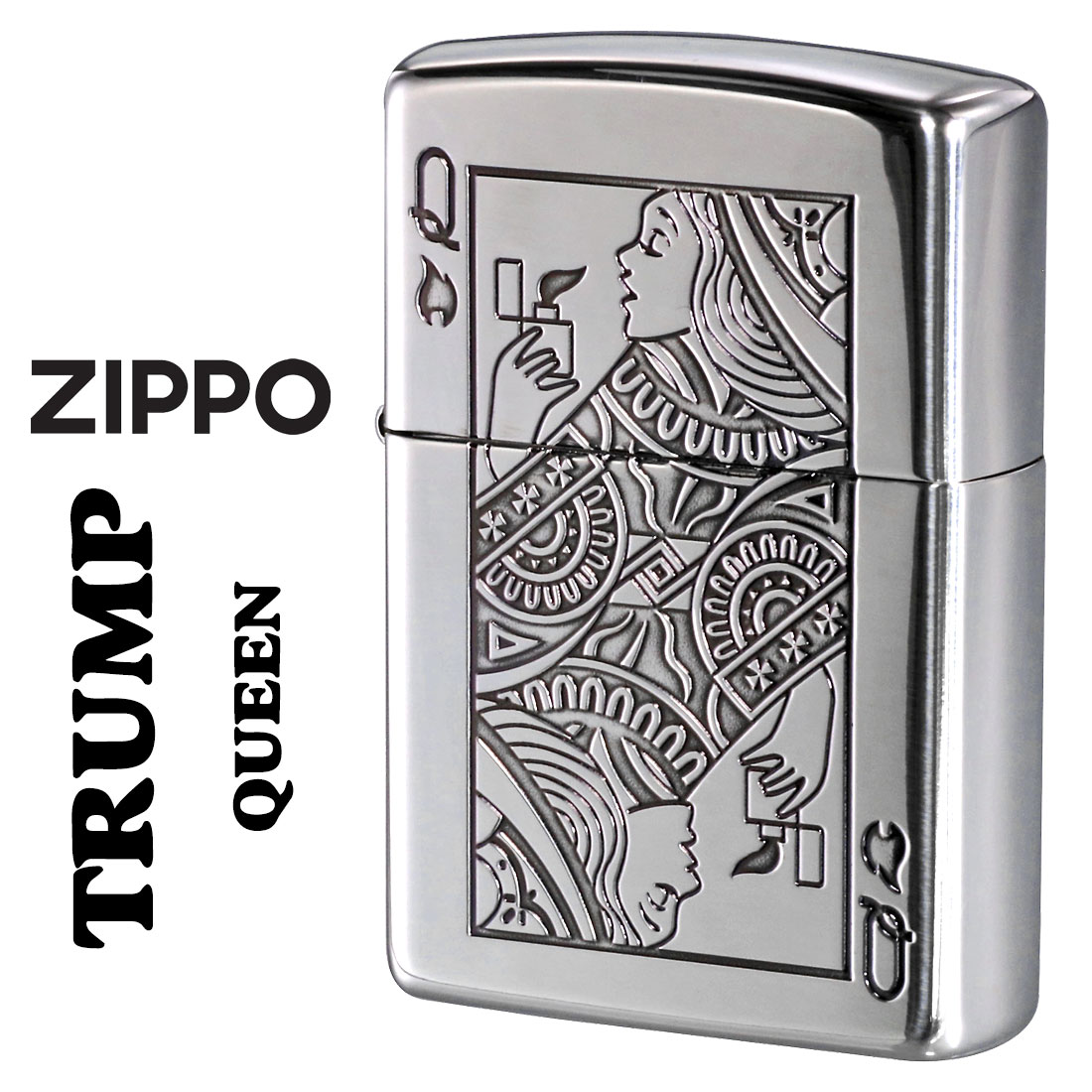 ZIPPO/ZP トランプ  クイーン ウインディ 銀イブシ エッチング TR-Q画像