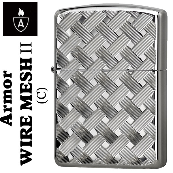 zippo(ジッポーライター)アーマー両面ダイヤカット WIRE MESH II （C) ホワイトニッケル画像