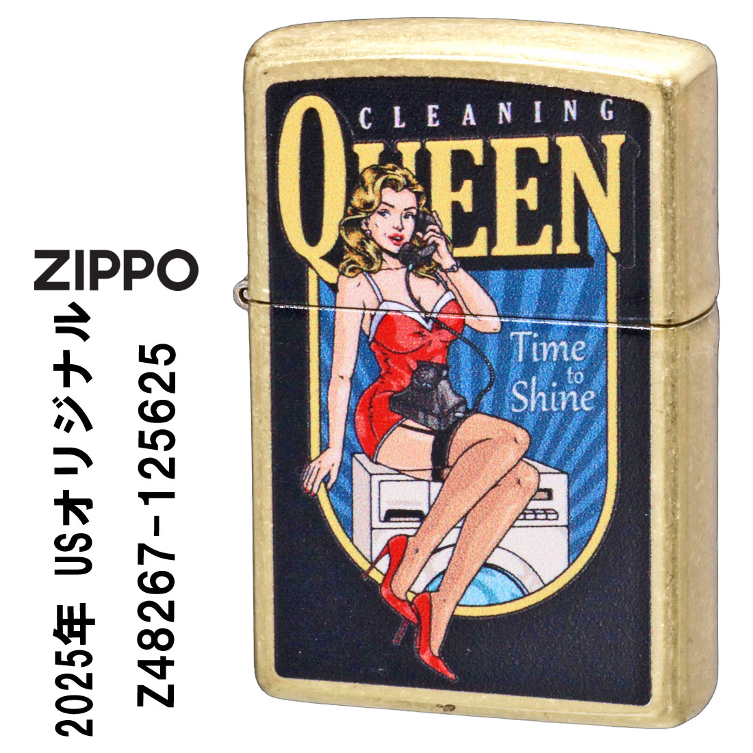 ZIPPO/USオリジナルZIPPO 2025 ガール柄 CLEANING QUEEN ストリートブラス プリント加工 Z48267-125625画像