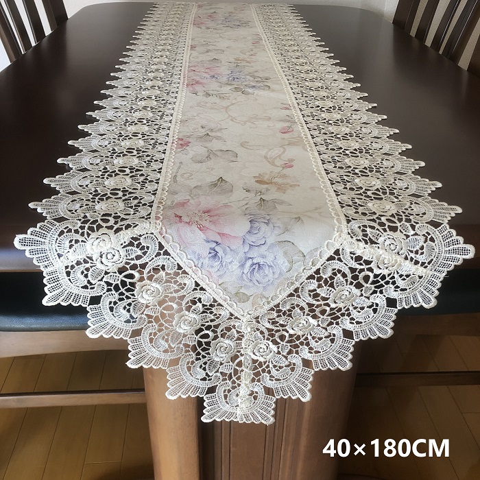 レースジャガード織りテーブルランナー 32cm×180cm